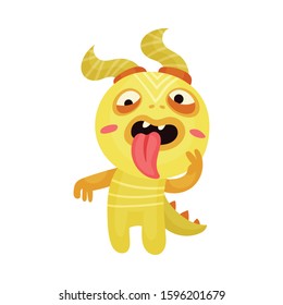 Naughty Funny Monster Showing Tongue Vector Illustration