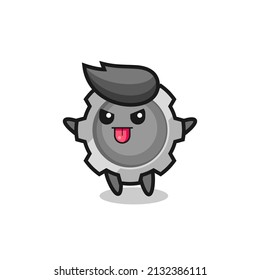 naughty gear character in mocking pose , cute style design for t shirt, sticker, logo element