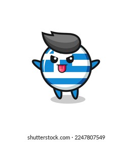 naughty greece flag character in mocking pose , cute style design for t shirt, sticker, logo element