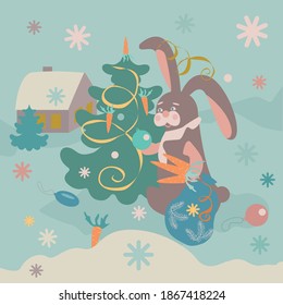 The naughty hare decided to arrange a new year's surprise for his girlfriend.