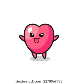 naughty heart symbol character in mocking pose , cute style design for t shirt, sticker, logo element