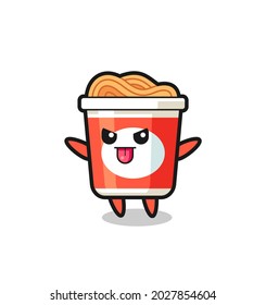 naughty instant noodle character in mocking pose , cute style design for t shirt, sticker, logo element