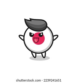 naughty japan flag badge character in mocking pose , cute style design for t shirt, sticker, logo element