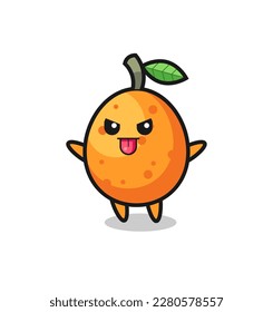 naughty kumquat character in mocking pose , cute style design for t shirt, sticker, logo element