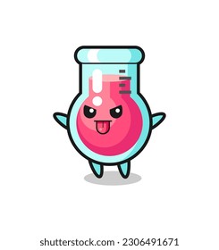 naughty laboratory beaker character in mocking pose , cute style design for t shirt, sticker, logo element