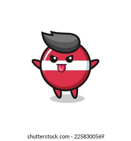 naughty latvia flag badge character in mocking pose , cute style design for t shirt, sticker, logo element