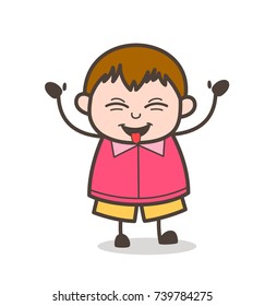 Naughty Laughing Face - Cute Cartoon Fat Kid Illustration