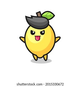 naughty lemon character in mocking pose , cute style design for t shirt, sticker, logo element