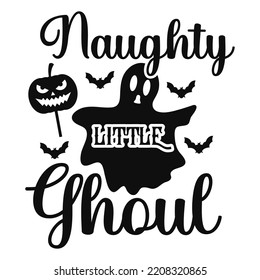 Naughty little ghoul Merry Christmas shirt print template, funny Xmas shirt design, Santa Claus funny quotes typography design