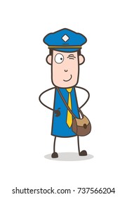 Naughty Mailman Character Winking Eye Face Vector