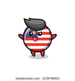 naughty malaysia flag badge character in mocking pose , cute style design for t shirt, sticker, logo element