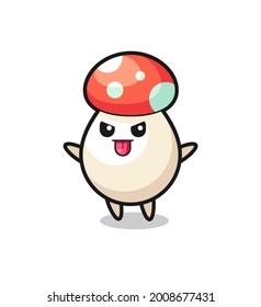 naughty mushroom character in mocking pose , cute style design for t shirt, sticker, logo element