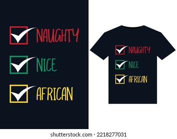 Naughty Nice African illustrations for print-ready T-Shirts design