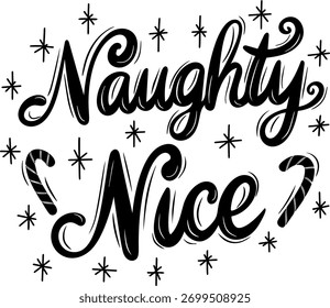 naughty nice black vector graphic design cut file