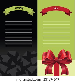 Naughty and nice blank list background EPS 10 vector illustration