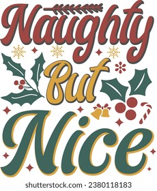 Naughty But Nice christmas t-shirt design