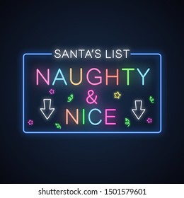 Naughty And Nice, Santa's List Neon For Kids