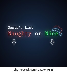 Naughty And Nice, Santa's List Neon For Kids