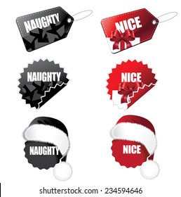 Naughty and nice stickers and labels EPS 10 vector illustration