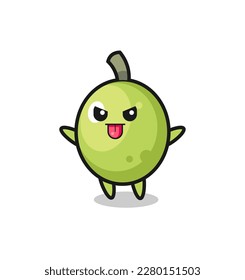 naughty olive character in mocking pose , cute style design for t shirt, sticker, logo element