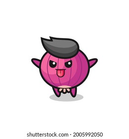naughty onion character in mocking pose , cute style design for t shirt, sticker, logo element