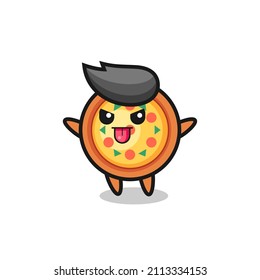 naughty pizza character in mocking pose , cute style design for t shirt, sticker, logo element