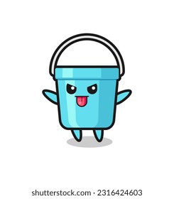 travieso personaje de cubo de plástico en pose burlona , diseño de estilo lindo para camiseta, pegatina, elemento logo