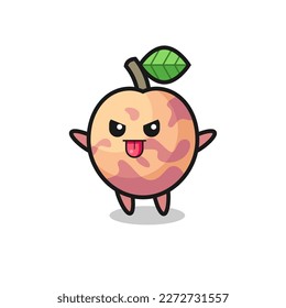 naughty pluot fruit character in mocking pose , cute style design for t shirt, sticker, logo element