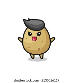 naughty potato character in mocking pose , cute style design for t shirt, sticker, logo element