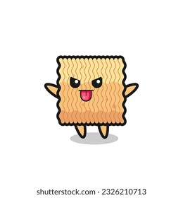 naughty raw instant noodle character in mocking pose , cute style design for t shirt, sticker, logo element