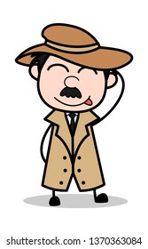 Naughty - Retro Cartoon Police Agent Detective Vector Illustration