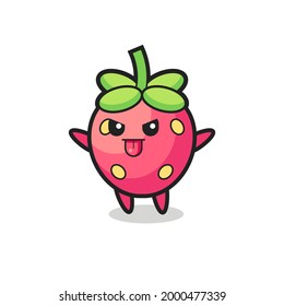 naughty strawberry character in mocking pose , cute style design for t shirt, sticker, logo element