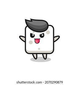 naughty sugar cube character in mocking pose , cute style design for t shirt, sticker, logo element