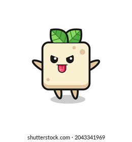 naughty tofu character in mocking pose , cute style design for t shirt, sticker, logo element