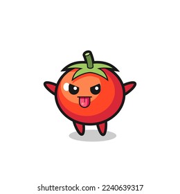 naughty tomatoes character in mocking pose , cute style design for t shirt, sticker, logo element