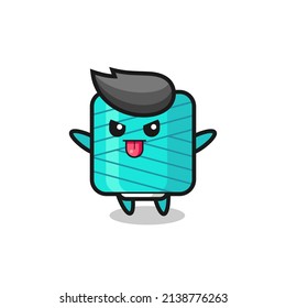 naughty yarn spool character in mocking pose , cute style design for t shirt, sticker, logo element