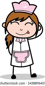Naugyty Girl - Retro Cartoon Waitress Female Chef Vector Illustration