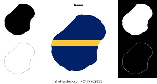 Conjunto de mapas esquemáticos en blanco de Nauru