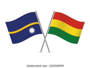 Nauru and Bolivia flags. Vector illustration.