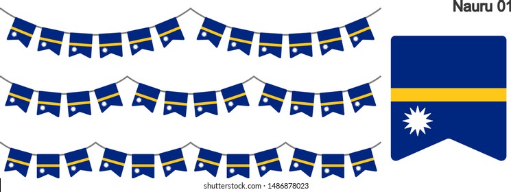 Nauru Bunting Flags Isolated on white Background. vector illustration.