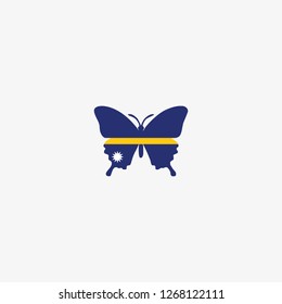 Nauru butterfly flag graphic element Illustration template design