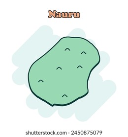 Icono de mapa en color de dibujos animados de Nauru en estilo cómico. Pictograma de ilustración de Country. Nation geography atlas concepto de negocios.	
