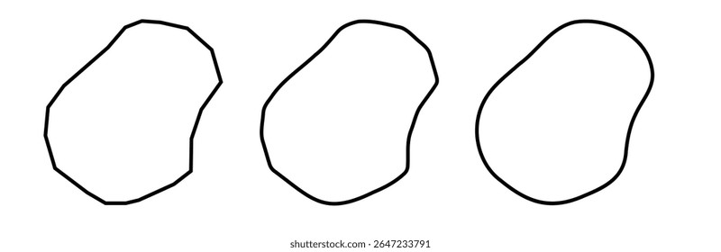 Nauru country black outline silhouettes in three different levels of smoothness. Simplified maps. Vector icons isolated on white background.