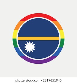 Nauru country flag circle - lgbt flag graphic element Illustration template design
