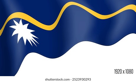 Bandeira do país de Nauru realisticamente independente dia de fundo. Banner da Commonwealth de Nauru em movimento acenando, flutuando com o vento. Festivo patriótico modelo de formato HD para o dia da independência