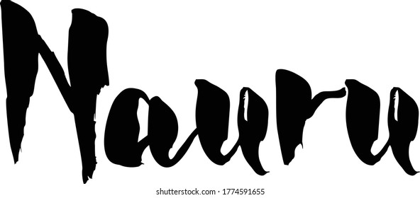 Nauru Country Name Handwritten Text Calligraphy