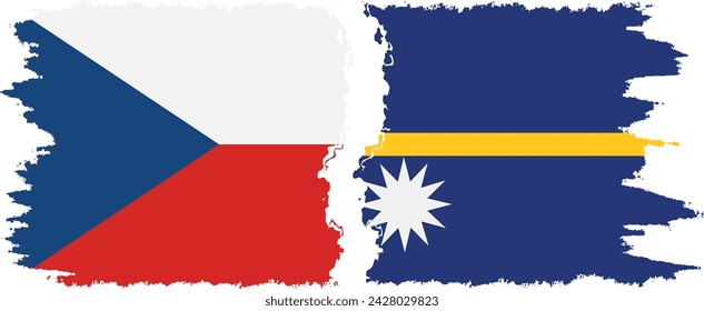 Nauru y las banderas de grunge checo conexión, vector