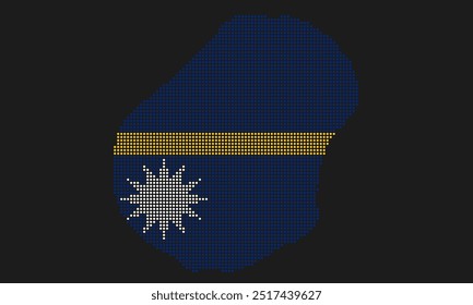 Bandera de mapa punteado de Nauru con textura grunge en estilo mosaico de puntos. Ilustración vectorial Abstractas de píxeles de un mapa de país con efecto de semitono para infografía. 