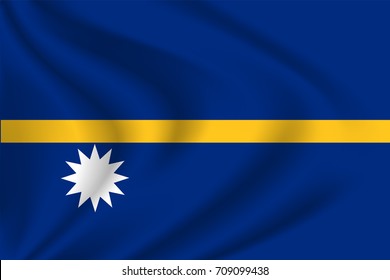 Nauru flag background with cloth texture. Nauru  flag vector illustration.