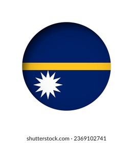 Nauru flag - behind the cut circle paper hole with inner shadow.
